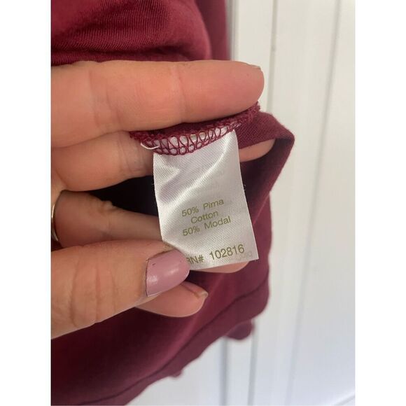 Garnet hill cotton wine collared ruffle blouse large - Picture 5 of 9